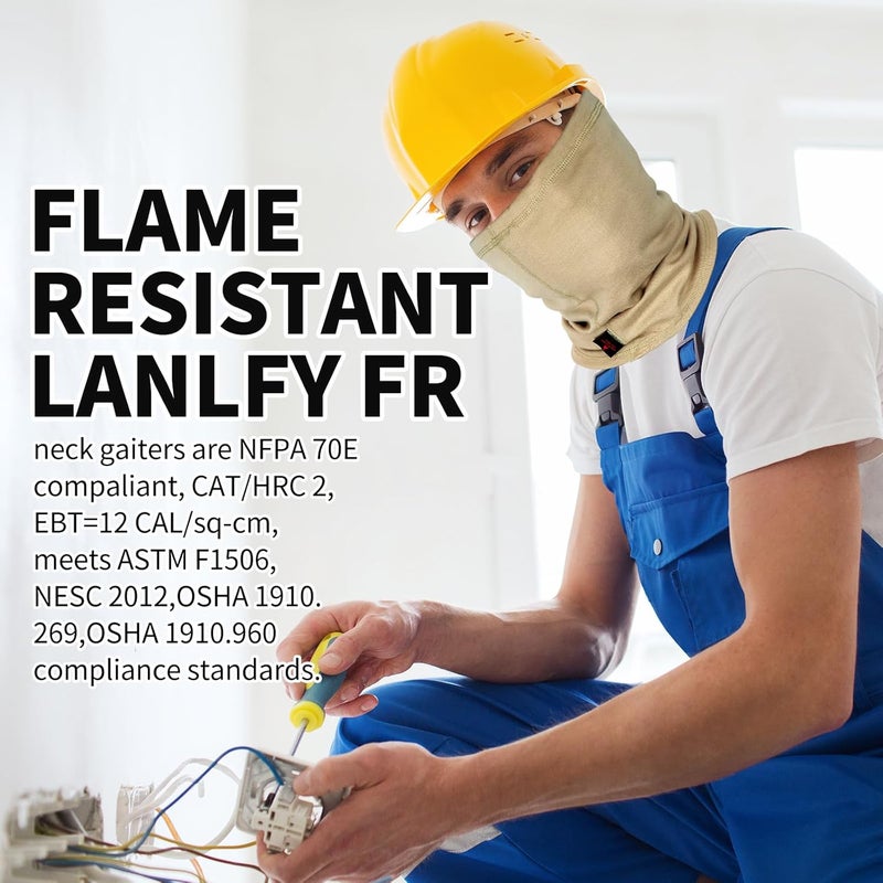 LANLFY Store قناع وجه FR للرجال CATHRC2 واقي عنق مقاوم للنيران 100% قطن درع لحام قوس كهربائي 12CAL - Image 3
